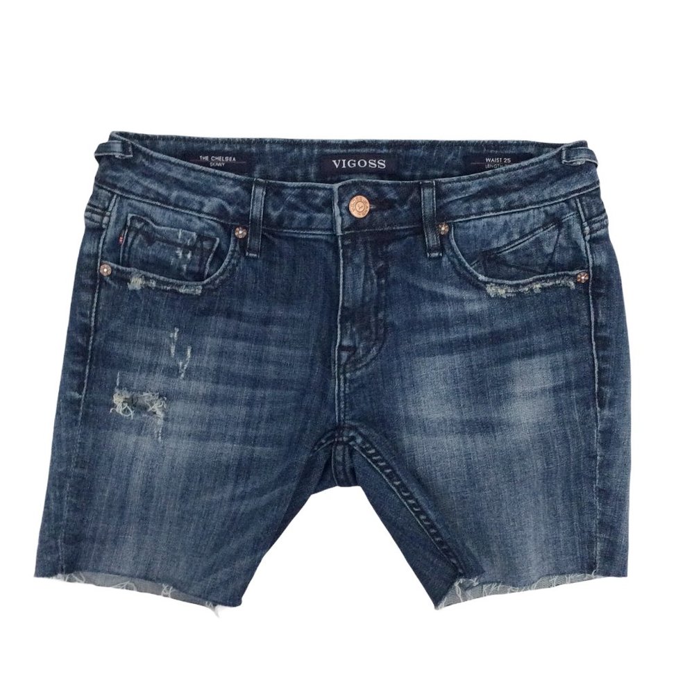 Vigoss Women’s The Chelsea Skinny Custom Cut Off Denim Shorts Size 25 Inseam 6”